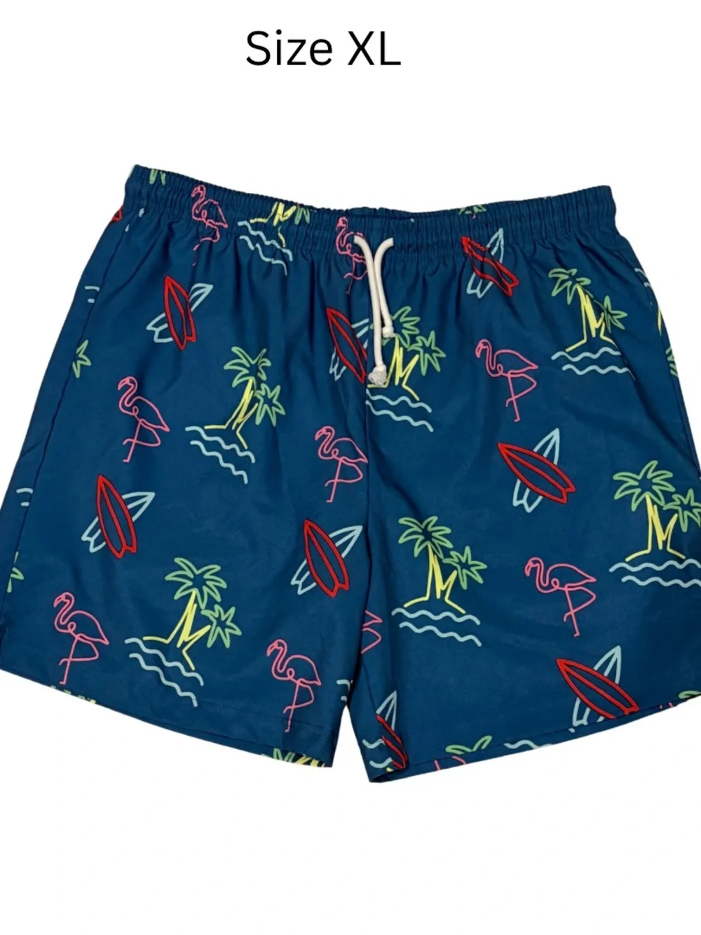 Chubbies Swim Trunks Men’s XL Blue Flamingo Surf Print Stretch Shorts